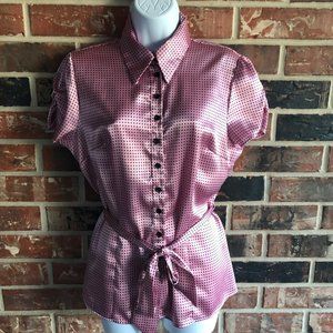 Dress Barn Women's Polka Dot Charmeuse Blouse Larg
